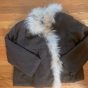EUC Bonpoint fur trim coat